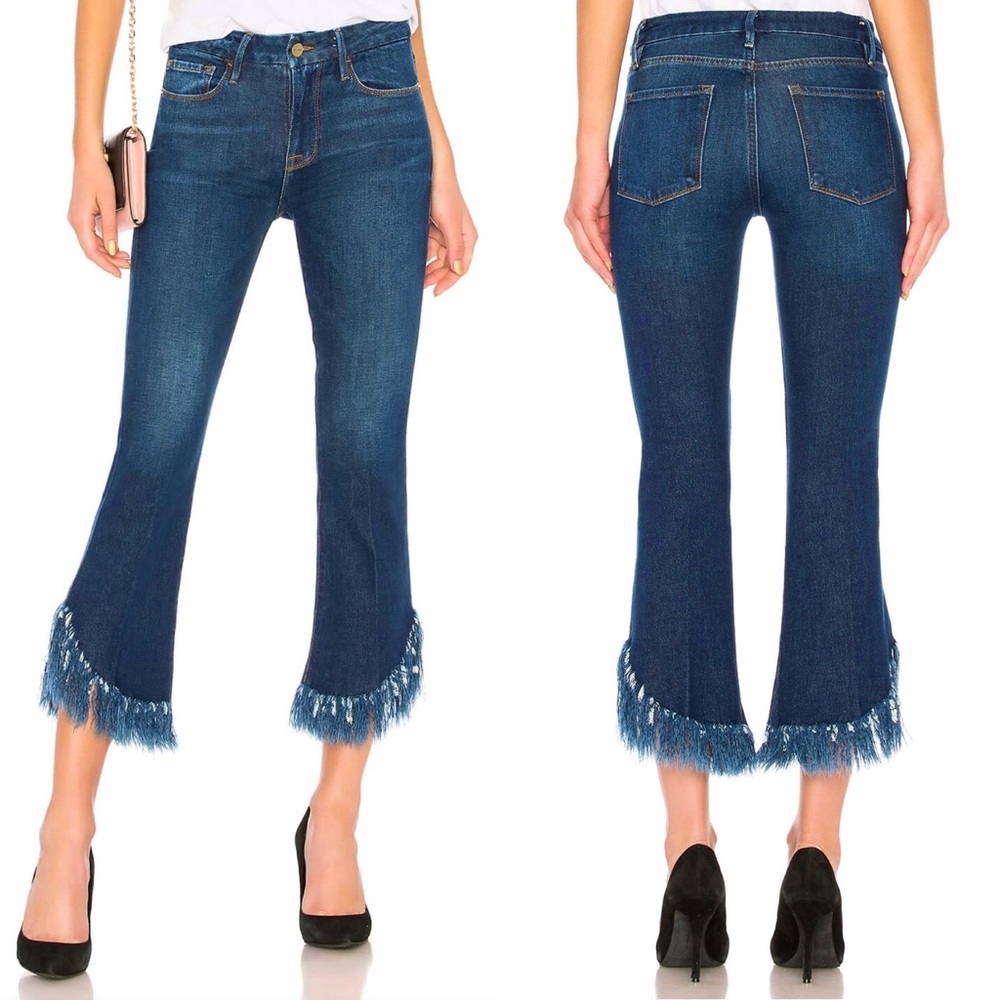 FRAME DENIM Le Crop Mini Boot Frayed Fringe Hem Mid-rise Jeans - Size 24